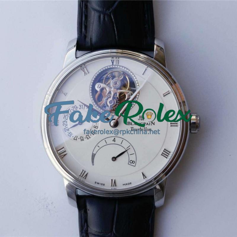 Replica Blancpain Villeret Tourbillon 8 Days 6025-1542-55B JB Stainless Steel White Dial Swiss Tourbillon