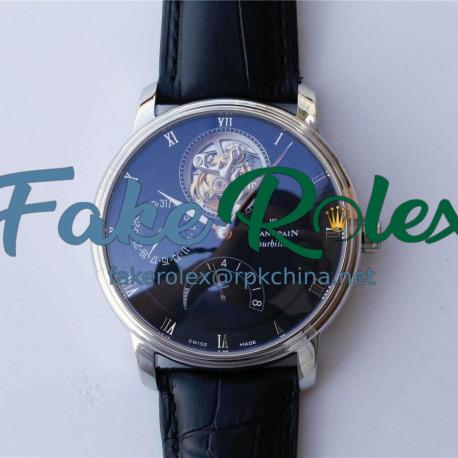 Replica Blancpain Villeret Tourbillon 8 Days 6025-1542-55B JB Stainless Steel Black Dial Swiss Tourbillon