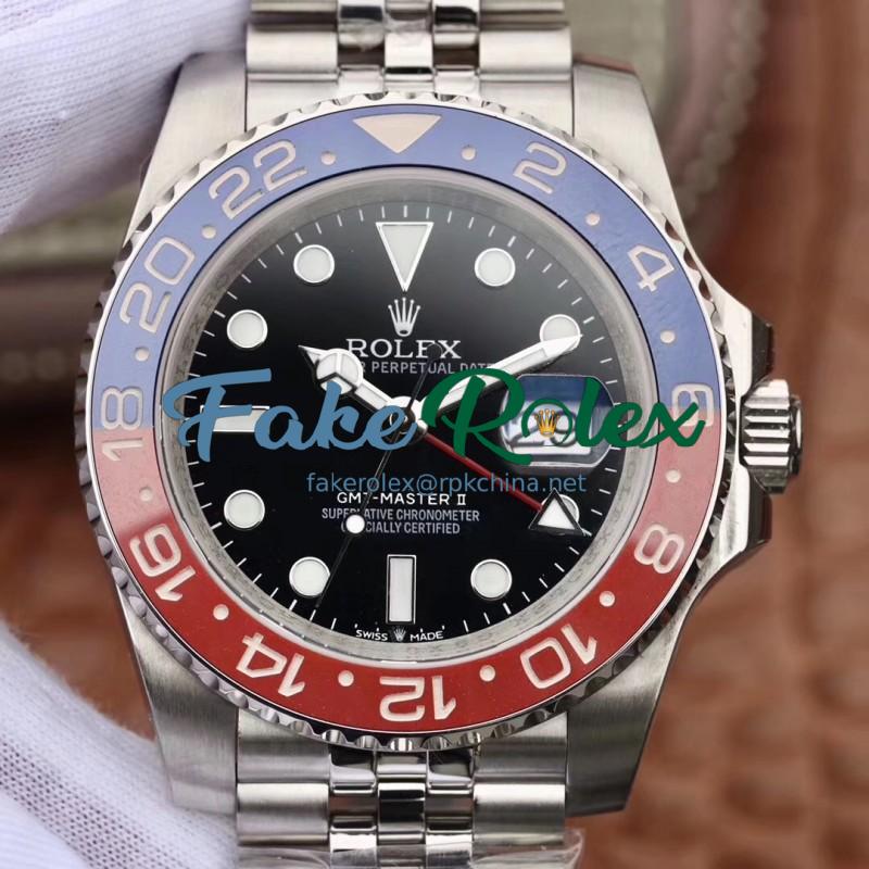 Replica Rolex GMT-Master II 116719BLRO DJ Stainless Steel 904L Black Dial Swiss 2836-2