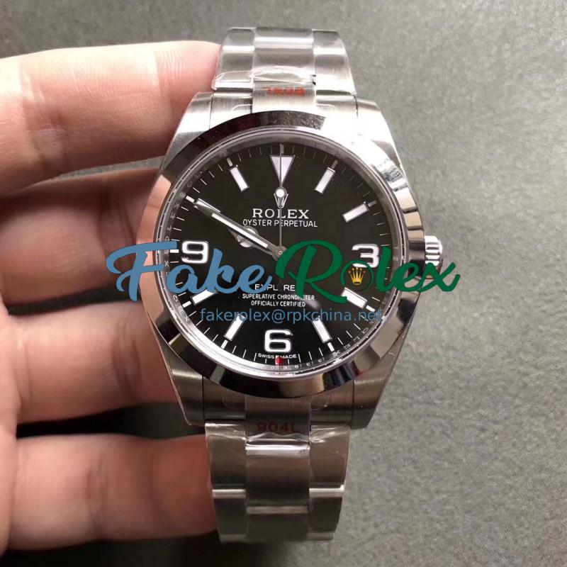 Replica Rolex Explorer 214270 GM Stainless Steel 904L Black Dial Swiss 3132