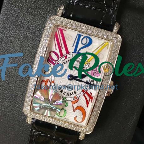 Replica Franck Muller Ladies Long Island Color Dreams 1200 CH COL DRM D GF Stainless Steel & Diamonds Silver Dial Swiss Quartz