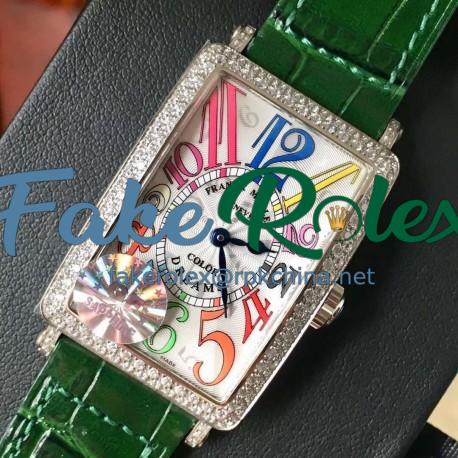 Replica Franck Muller Ladies Long Island Color Dreams 1200 CH COL DRM D GF Stainless Steel & Diamonds Silver Dial Swiss Quartz