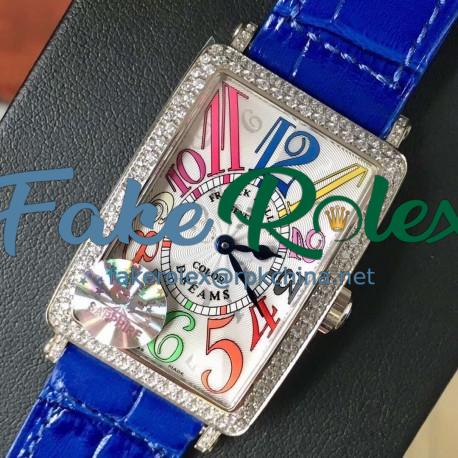 Replica Franck Muller Ladies Long Island Color Dreams 1200 CH COL DRM D GF Stainless Steel & Diamonds Silver Dial Swiss Quartz