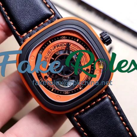 Replica SevenFriday P1/03 SW PVD Orange Dial Miyota 82S7