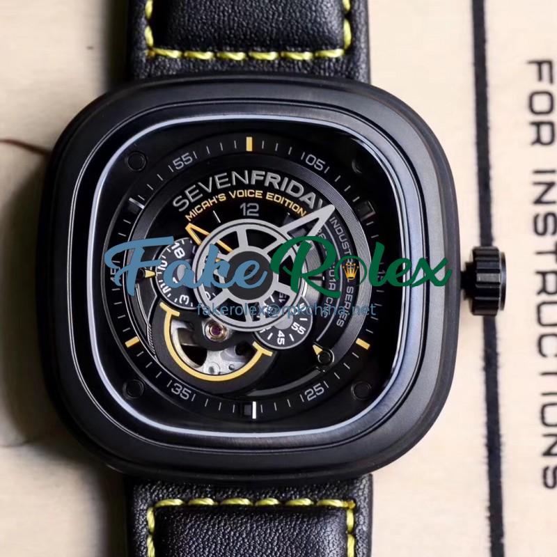 Replica SevenFriday P2B/02 Revolution SW PVD Black & Yellow Dial Miyota 82S7