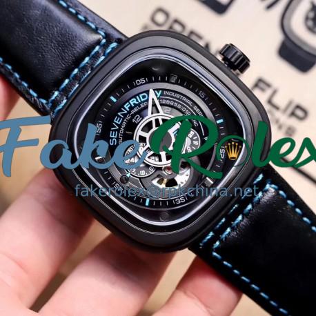 Replica SevenFriday P2B/02 Revolution SW PVD Black & Blue Dial Miyota 82S7