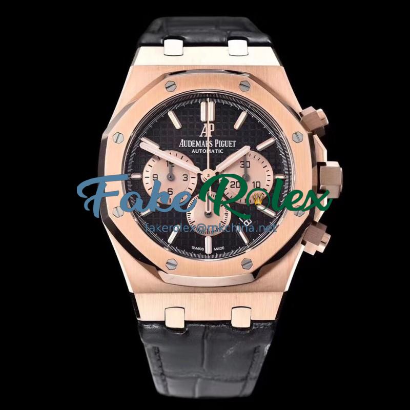 Replica Audemars Piguet Royal Oak Chronograph 26331 OM Rose Gold Black Dial Swiss 7750