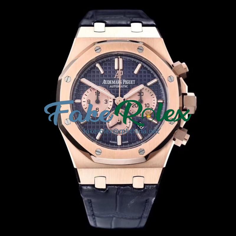 Replica Audemars Piguet Royal Oak Chronograph 26331 OM Rose Gold Blue Dial Swiss 7750