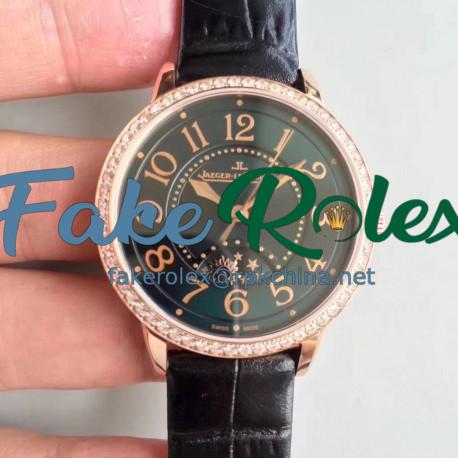 Replica Jaeger-LeCoultre Ladies Rendez-Vous Night & Day Medium 344242J Noob Rose Gold & Diamonds Black Dial Swiss 898A/1