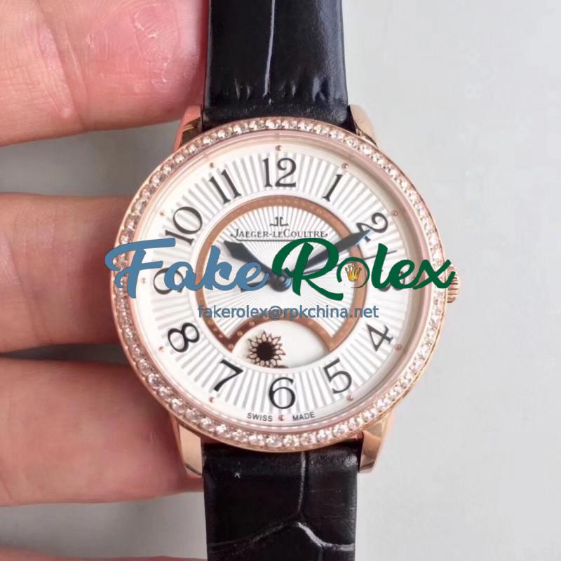 Replica Jaeger-LeCoultre Ladies Rendez-Vous Night & Day 3442430 34MM Noob Rose Gold & Diamonds White Dial Swiss 898A/1