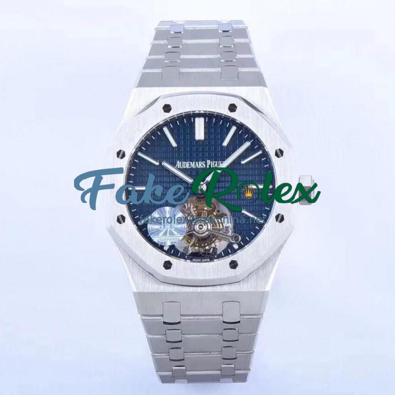 Replica Audemars Piguet Royal Oak Tourbillon Extra Thin 26510 JF Stainless Steel Blue Dial Swiss Tourbillon