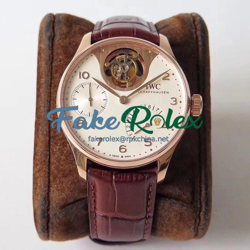 Replica IWC Portuguese Tourbillon Mystery IW504602 ZF Rose Gold White Dial Swiss Tourbillon