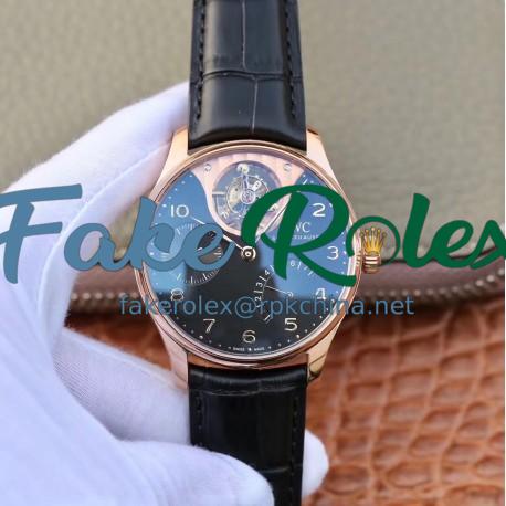 Replica IWC Portuguese Tourbillon Mystery IW504602 ZF Rose Gold Black Dial Swiss Tourbillon