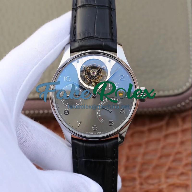 Replica IWC Portuguese Tourbillon Mystery IW504601 ZF Stainless Steel Anthracite Dial Swiss Tourbillon