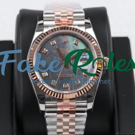 Replica Rolex Datejust 36MM 116231 GM Stainless Steel 904L & Rose Gold Grey Mother Of Pearl Dial Swiss 2824-2