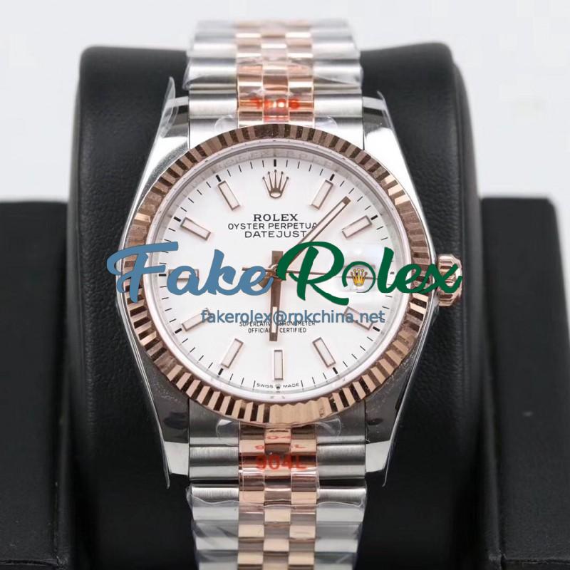 Replica Rolex Datejust 36MM 116231 GM Stainless Steel 904L & Rose Gold White Dial Swiss 2824-2