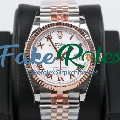 Replica Rolex Datejust 36MM 116231 GM Stainless Steel 904L & Rose Gold White Dial Swiss 2824-2