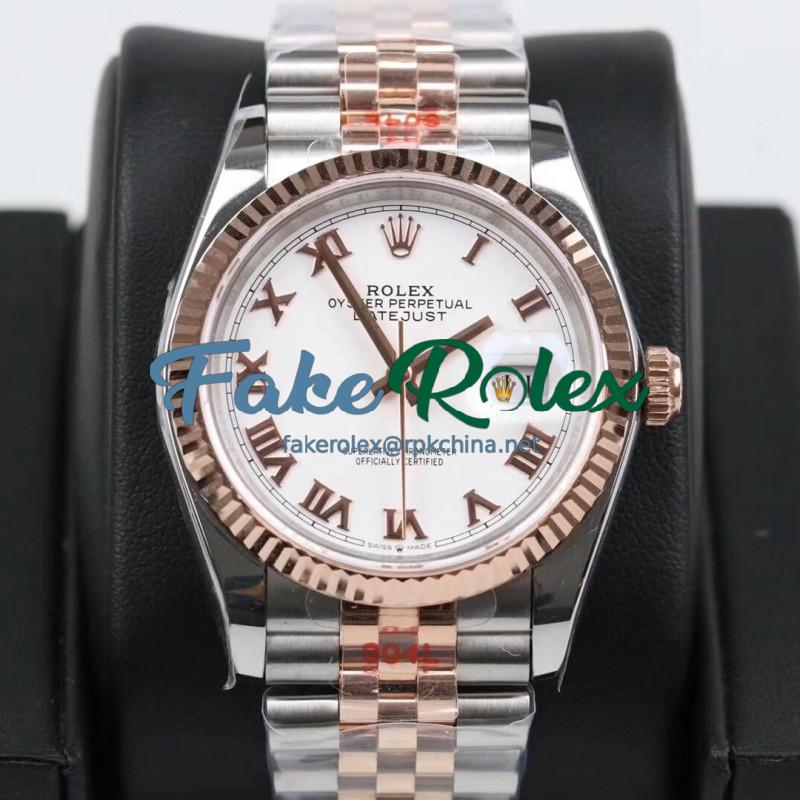 Replica Rolex Datejust 36MM 116231 GM Stainless Steel 904L & Rose Gold White Dial Swiss 2824-2