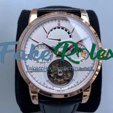 Replica Jaeger-LeCoultre Master Grande Tradition Tourbillon Noob Rose Gold White Dial Swiss Tourbillon