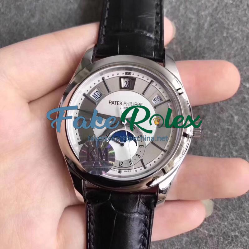 Replica Patek Philippe Annual Calendar 5205G-001 KM Stainless Steel White & Rhodium Dial Swiss 324SQALU 24H/206