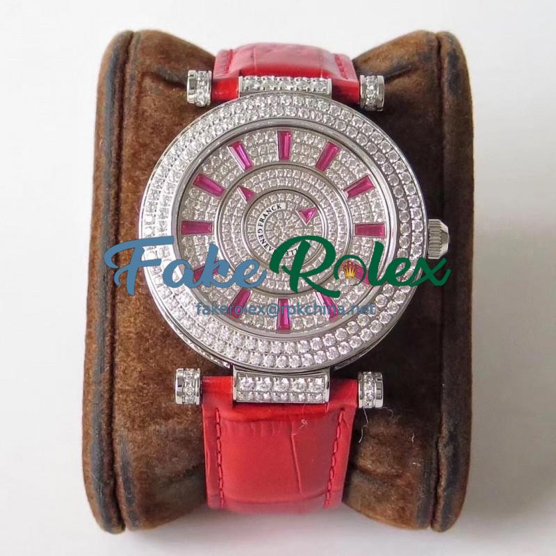 Replica Franck Muller Round Double Mystery Baguette Cut Diamond 42 DM D 2R CD GS Stainless Steel & Diamonds Diamond Dial M9015