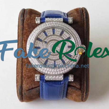 Replica Franck Muller Round Double Mystery Baguette Cut Diamond 42 DM D 2R CD GS Stainless Steel & Diamonds Diamond Dial M9015