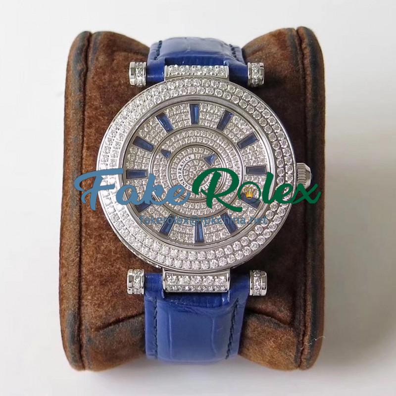 Replica Franck Muller Round Double Mystery Baguette Cut Diamond 42 DM D 2R CD GS Stainless Steel & Diamonds Diamond Dial M9015