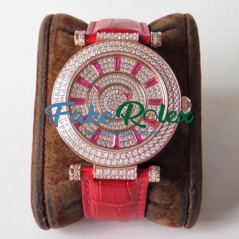 Replica Franck Muller Round Double Mystery Baguette Cut Diamond 42 DM D 2R CD GS Rose Gold & Diamonds Diamond Dial M9015