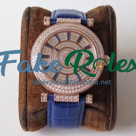 Replica Franck Muller Round Double Mystery Baguette Cut Diamond 42 DM D 2R CD GS Rose Gold & Diamonds Diamond Dial M9015