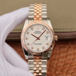 Replica Rolex Datejust 36MM 116231 GM Stainless Steel 904L & Rose Gold White Dial Swiss 2824-2