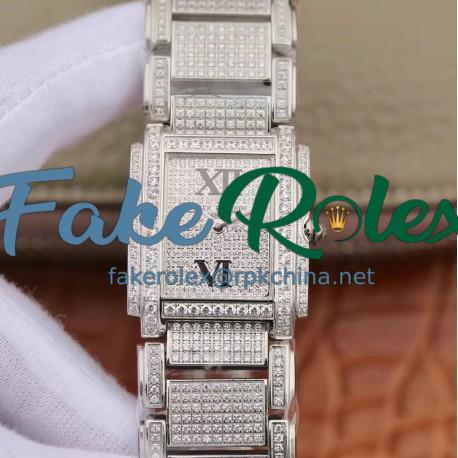 Replica Patek Philippe Ladies Twenty-4 4910/10A AW Stainless Steel & Diamond Diamond Dial Swiss Ronda Quartz