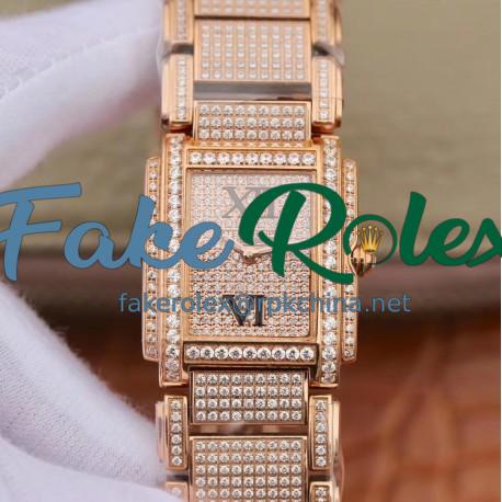 Replica Patek Philippe Ladies Twenty-4 4910/11R AW Rose Gold & Diamond Diamond Dial Swiss Ronda Quartz