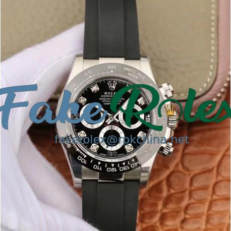 Replica Rolex Daytona Cosmograph 116519LN Noob V2 Stainless Steel 904L Black Dial Swiss 4130 Run 6@SEC