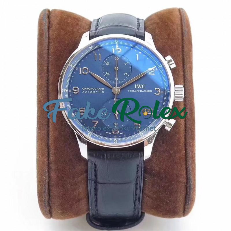 Replica IWC Portugieser Chronograph IW371491 ZF V2 Stainless Steel Blue Dial Swiss 7750