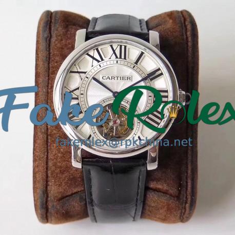 Replica Cartier Rotonde Flying Tourbillon W1556216 BL V2 Stainless Steel Silver Dial Swiss Tourbillon