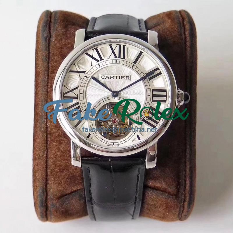 Replica Cartier Rotonde Flying Tourbillon W1556216 BL V2 Stainless Steel Silver Dial Swiss Tourbillon