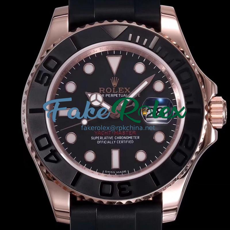 Replica Rolex Yacht-Master 40 116655 DJ Rose Gold Black Dial Swiss 2836-2