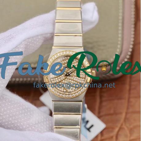 Replica Omega Constellation Manhattan 28MM TW Stainless Steel & Yellow Gold Diamond Dial Swiss Quartz