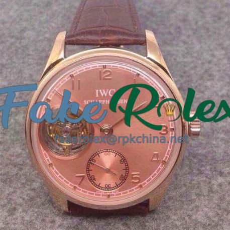 Replica IWC Portuguese Regulateur Tourbillon IW5446 Rose Gold Pink Dial Swiss Tourbillon