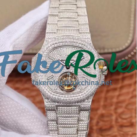 Replica Patek Philippe Nautilus Jumbo 5711 R8 Stainless Steel & Diamonds Diamond Dial Swiss Tourbillon