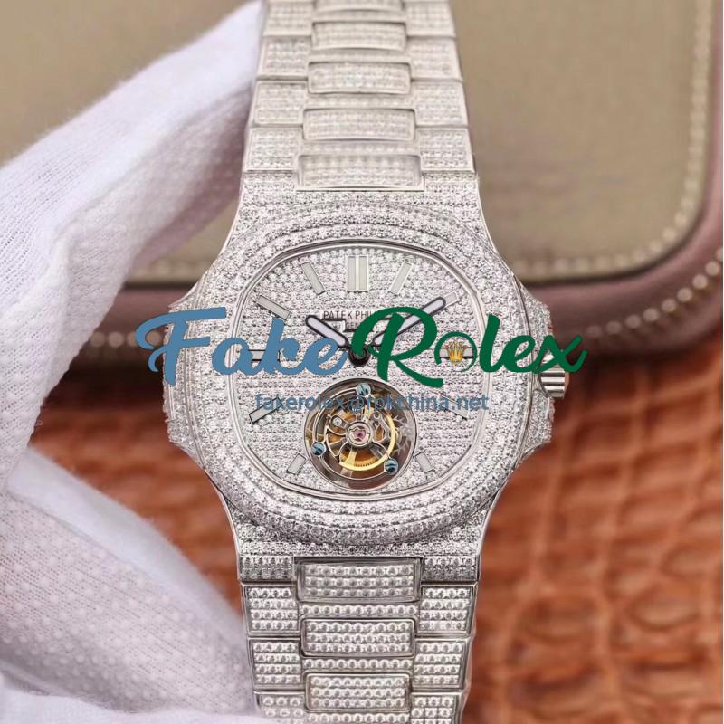 Replica Patek Philippe Nautilus Jumbo 5711 R8 Stainless Steel & Diamonds Diamond Dial Swiss Tourbillon