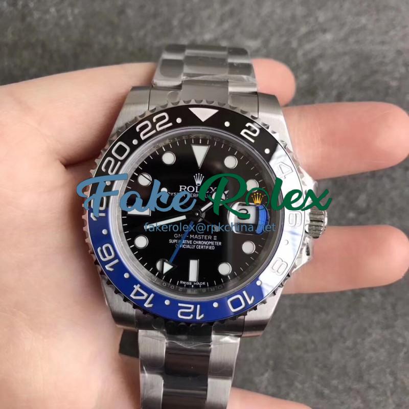 Replica Rolex GMT-Master II 116710BLNR EW Stainless Steel Black Dial Swiss 2836-2