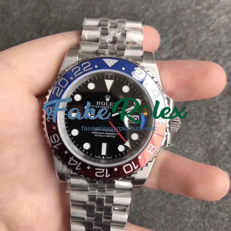 Replica Rolex GMT-Master II 126710BLRO EW Stainless Steel Black Dial Swiss 2836-2