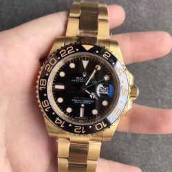 Replica Rolex GMT-Master II 116718LN EW Yellow Gold Black Dial Swiss 2836-2