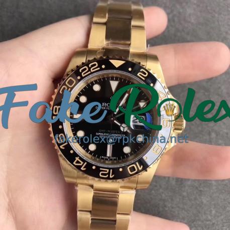 Replica Rolex GMT-Master II 116718LN EW Yellow Gold Black Dial Swiss 2836-2