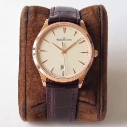 Replica Jaeger-LeCoultre Master Ultra Thin Date 1282510 ZF Rose Gold Beige Dial Swiss JLC 899/1