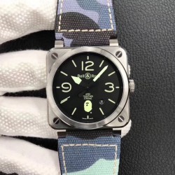 Replica Bell & Ross BR 03-92 Steel Bape Noob V3 Stainless Steel Black Apes Dial M9015