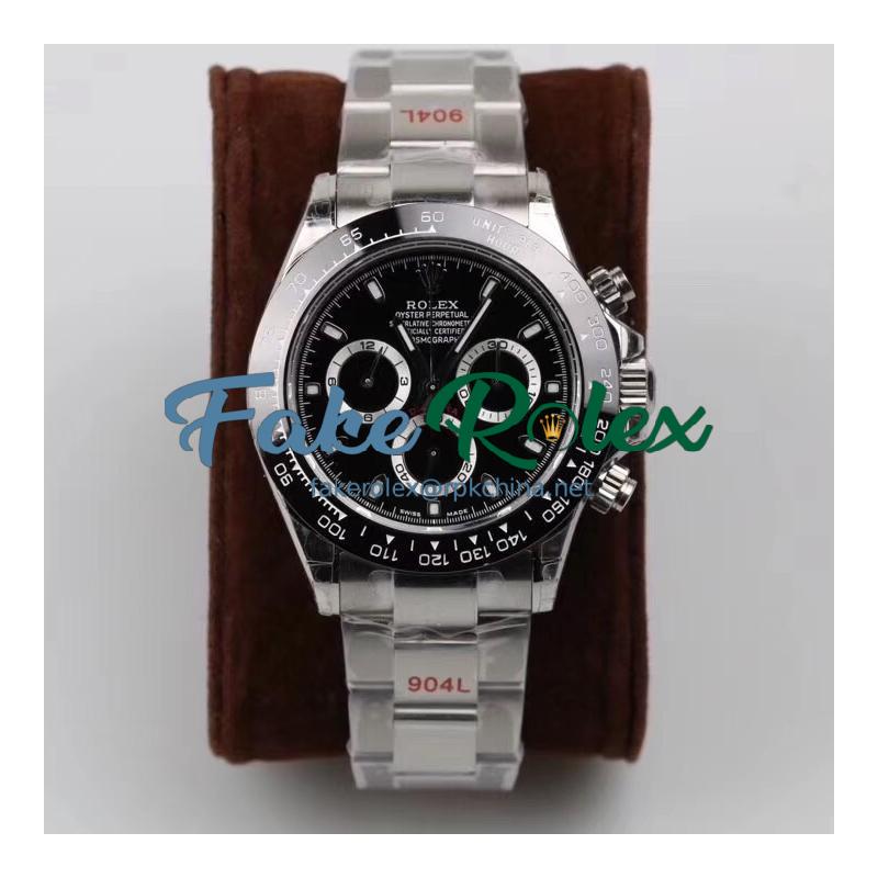 Replica Rolex Daytona Cosmograph 116500LN GM Stainless Steel 904L Black Dial Swiss 4130 Run 6@SEC