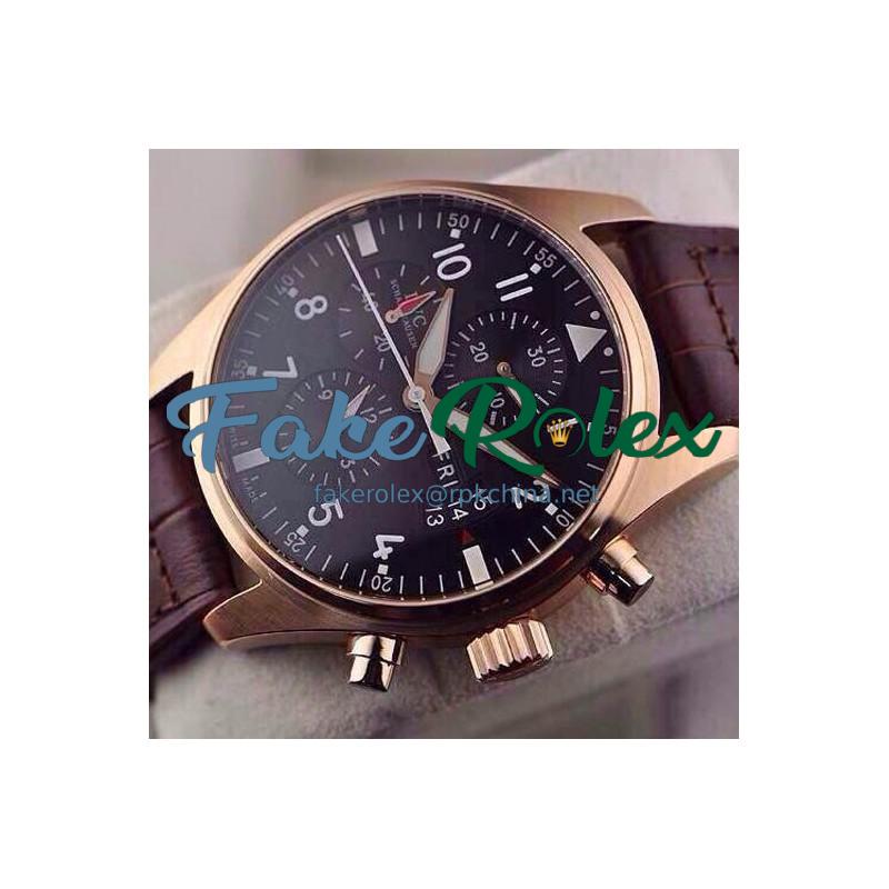 Replica IWC Pilot IW3777 Chronograph Rose Gold Black Dial Swiss 7750