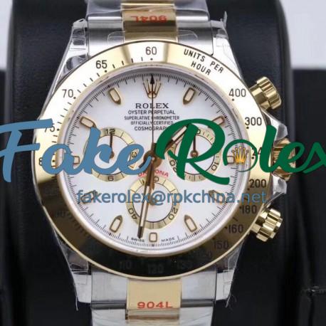 Replica Rolex Daytona Cosmograph 116503 GM Yellow Gold & Stainless Steel 904L White Dial Swiss 4130 Run 6@SEC